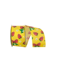 JAM Paper 2.5" x 10yd. Wired Strawberry & Blossoms Ribbon