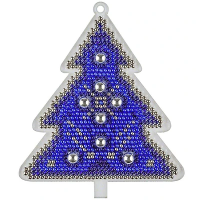 Wonderland Crafts Blue & Silver Tree Ornament Bead Embroidery on Plastic Kit
