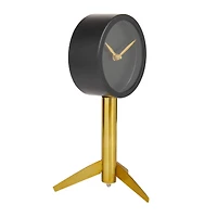 The Novogratz 11" Black Stainless Steel Clock with Gold Stand