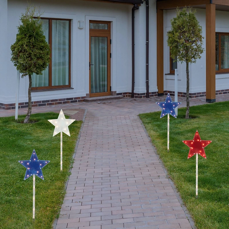 4ct. Americana Stars 4th of July Pathway Marker Lawn Stakes
