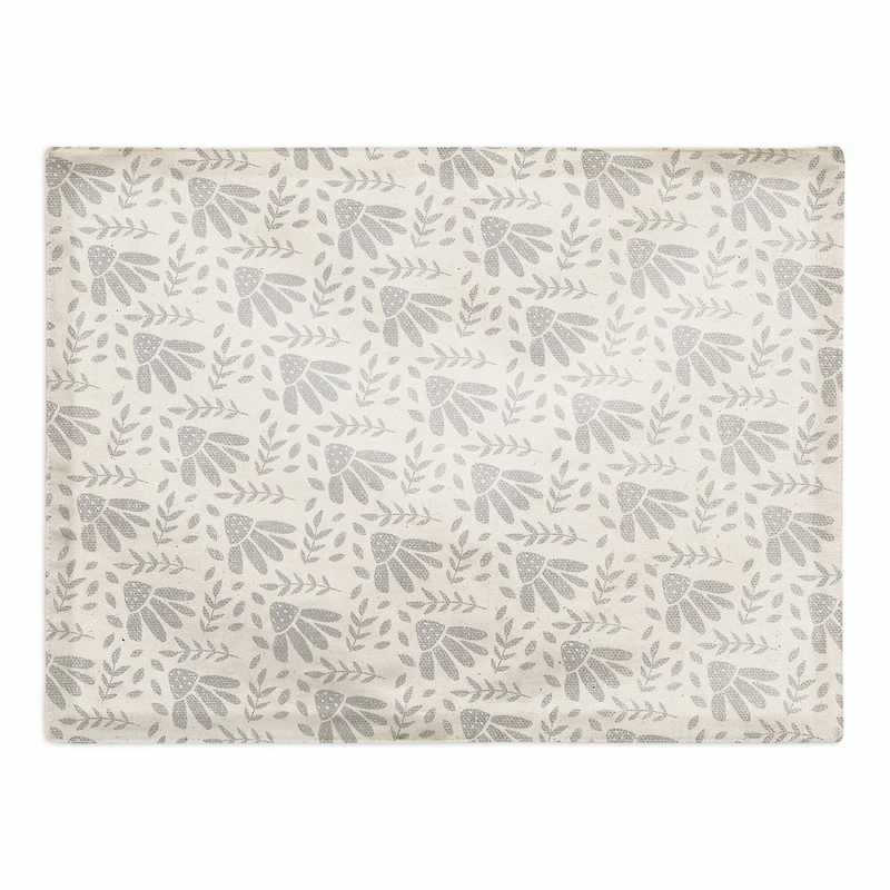 Simple Gray Florals 18" x 14" Cotton Twill Placemat