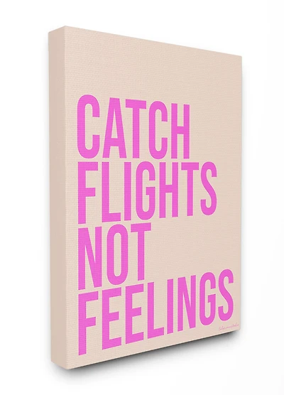 Stupell Industries lulusimonSTUDIO Pink Catch Flights Not Feelings Canvas Wall Art