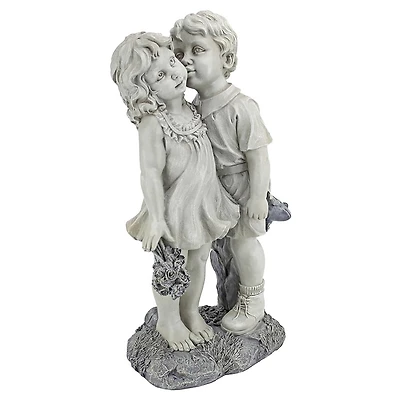 Design Toscano® 22" Young Sweethearts Kissing Children Garden Statue