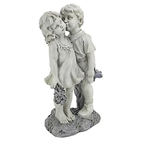 Design Toscano® 22" Young Sweethearts Kissing Children Garden Statue
