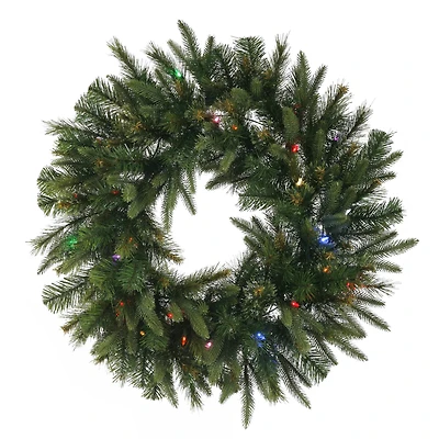 48" Pre-Lit Cashmere Artificial Christmas Wreath, Multi-Colored Dura-lit LED Lights