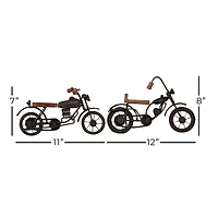 Brown Metal Contemporary Motorcycle Sculpture Set