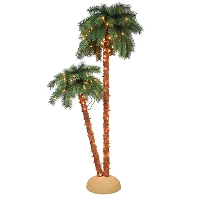 3.5ft. & 6ft. Pre-Lit Artificial Christmas Palm Tree, Clear Lights