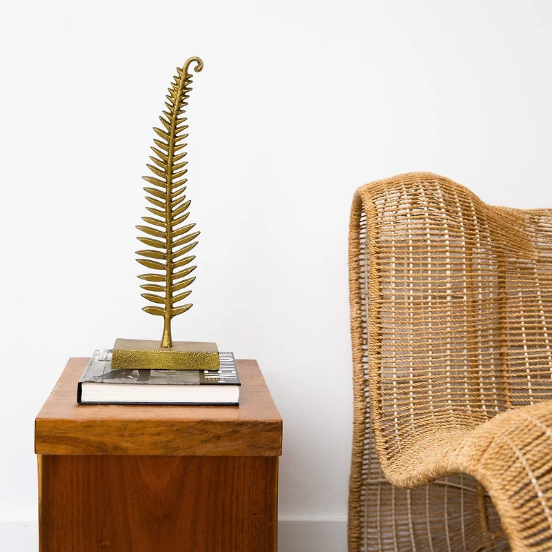 17" Gold Leaf Sculpture Decorative Accent