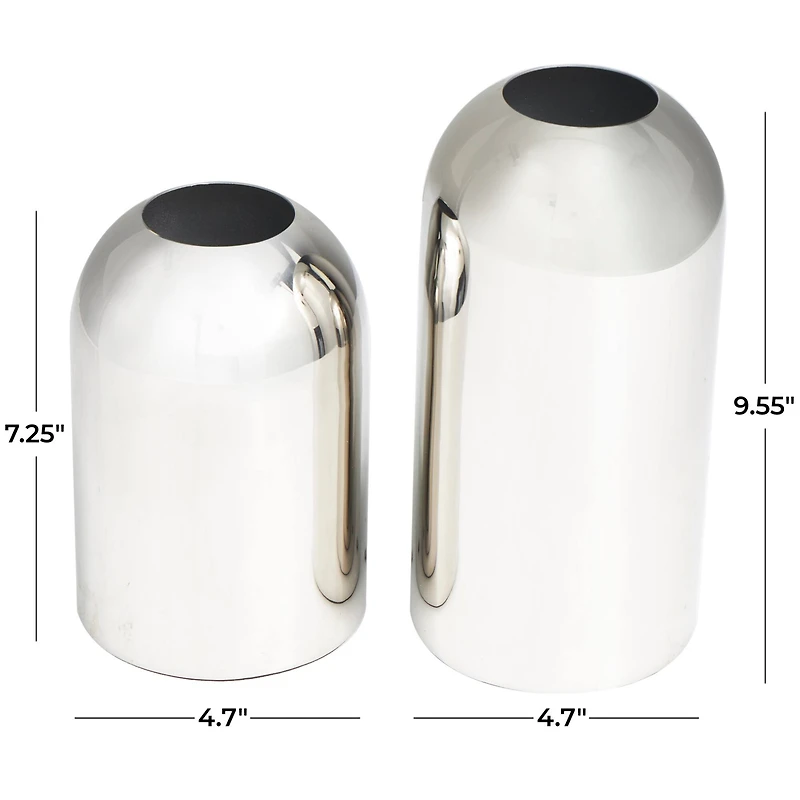 The Novogratz Silver Stainless Steel Vase with a Sleek Mirror Finish Set
