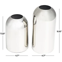 The Novogratz Silver Stainless Steel Vase with a Sleek Mirror Finish Set