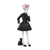 8.5" Skeleton in Black Dress with Cat Tabletop Décor by Ashland®