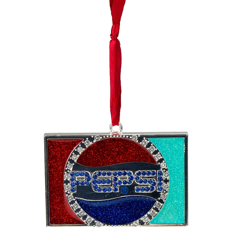 3" Red & Blue Pepsi Globe Logo European Crystal Christmas Ornament