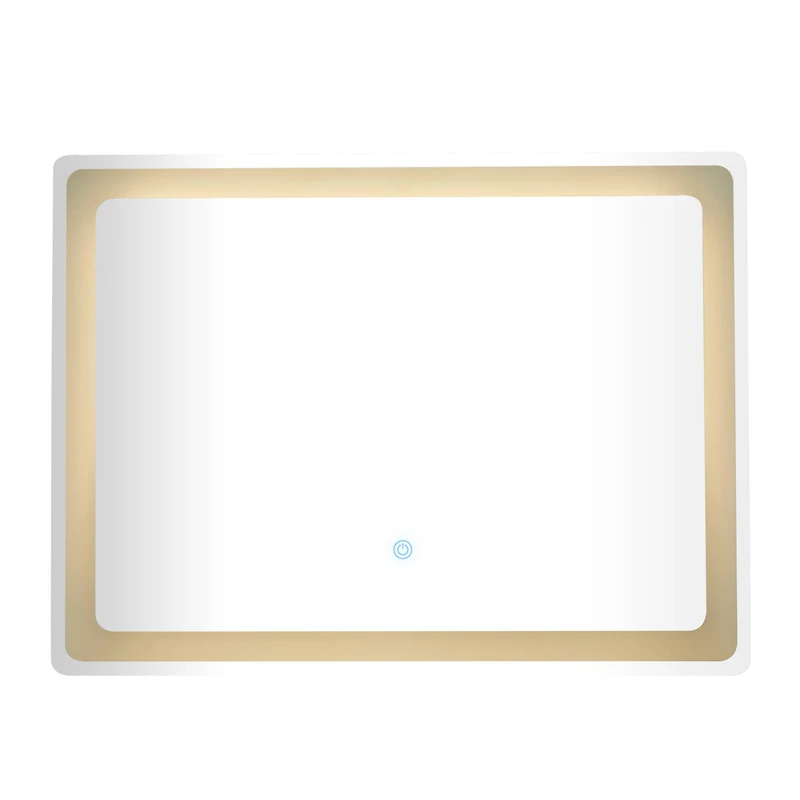 Clear Glass Modern LED Mirror, 32" x 1" x 24"