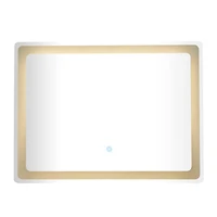 Clear Glass Modern LED Mirror, 32" x 1" x 24"