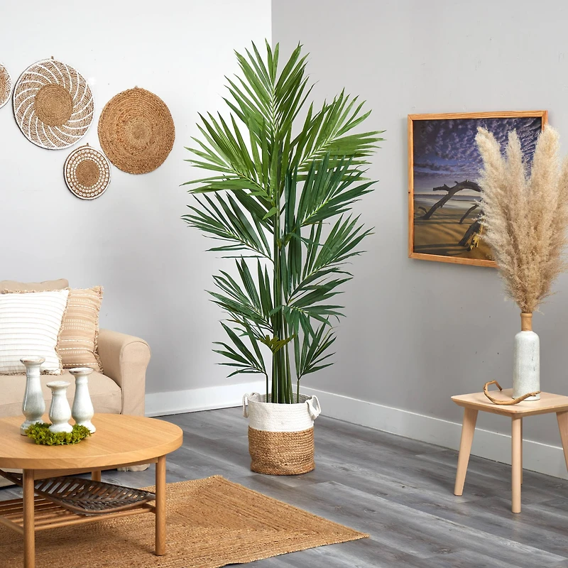 7ft. Kentia Artificial Palm in Handmade Natural Jute and Cotton Planter