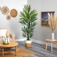 7ft. Kentia Artificial Palm in Handmade Natural Jute and Cotton Planter