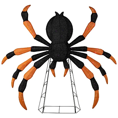 Lighted Spider Halloween Decoration - 4.5' - Black and Orange - Purple LED Lights