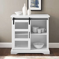 Walker Edison 32" Solid White Sliding Glass Door Modern Accent Cabinet