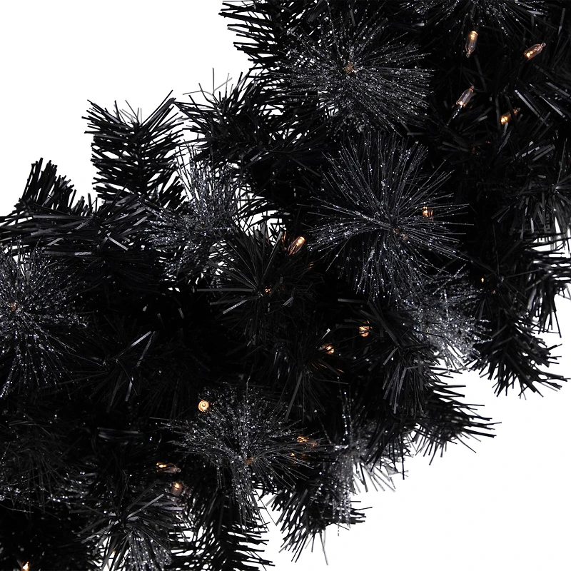36" LED Black Bristle Artificial Christmas Wreath