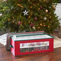 Household Essentials Red & Green Ornament Storage Box with Window