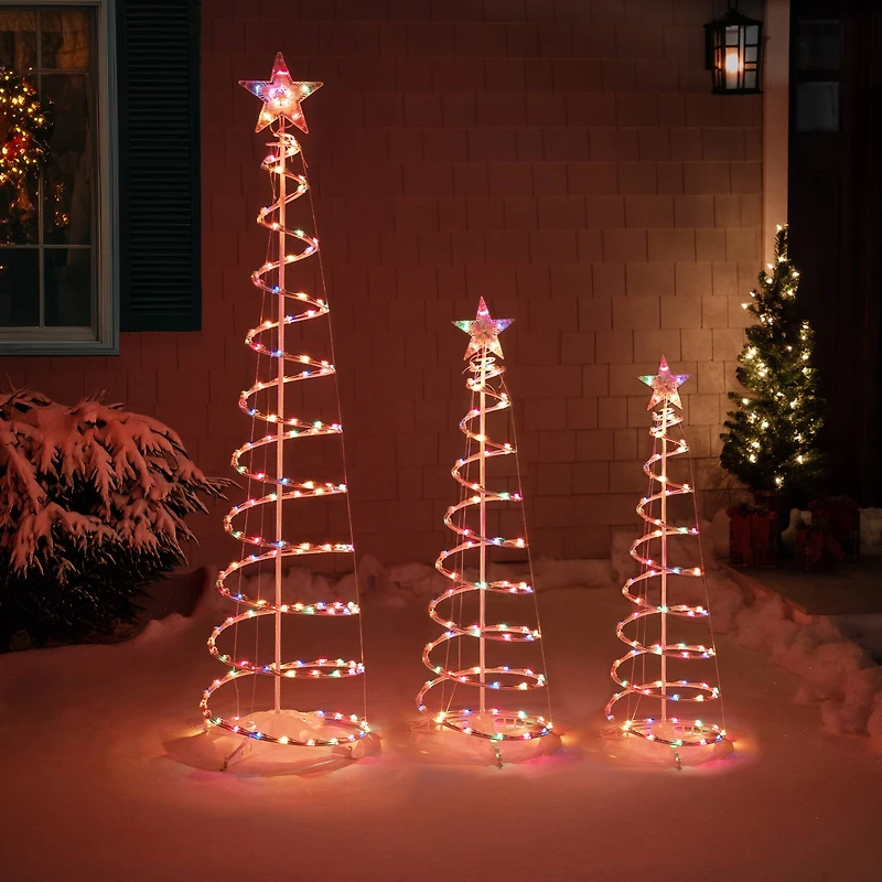 3ft., 4ft., & 6ft. Pre-Lit Spiral Artificial Christmas Tree Set