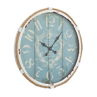 Turquoise Coastal Metal Wall Clock