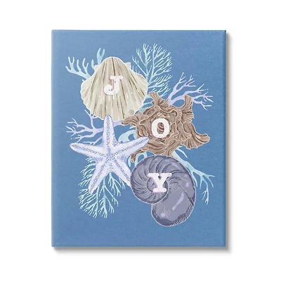 Stupell Industries Joy Nautical Holiday Seashells Canvas Wall Art