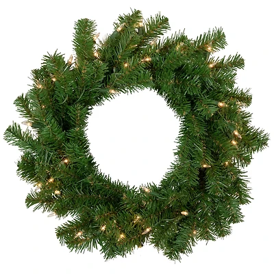 18" Deluxe Dorchester Pine Christmas Wreath, Clear Lights