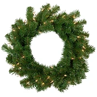 18" Deluxe Dorchester Pine Christmas Wreath, Clear Lights