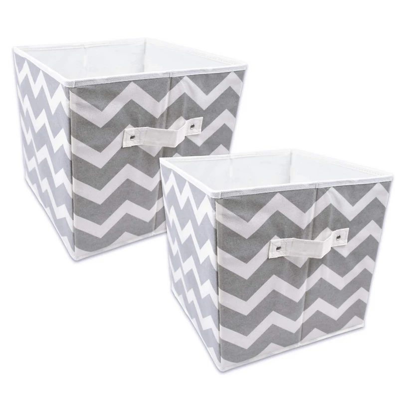 DII® 13" Gray Chevron Square Non-Woven Fabric Cubes, 2ct.