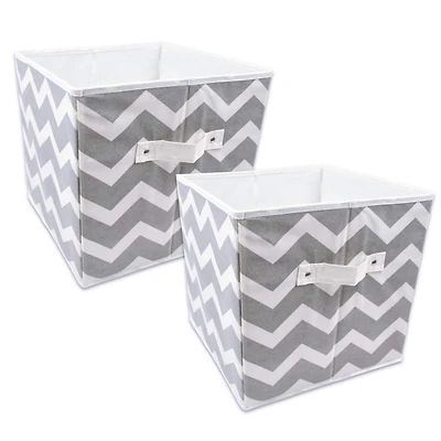 DII® 13" Gray Chevron Square Non-Woven Fabric Cubes, 2ct.