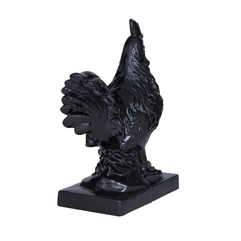 The Novogratz Modern Rooster Farmhouse Dolomite Bookend Set