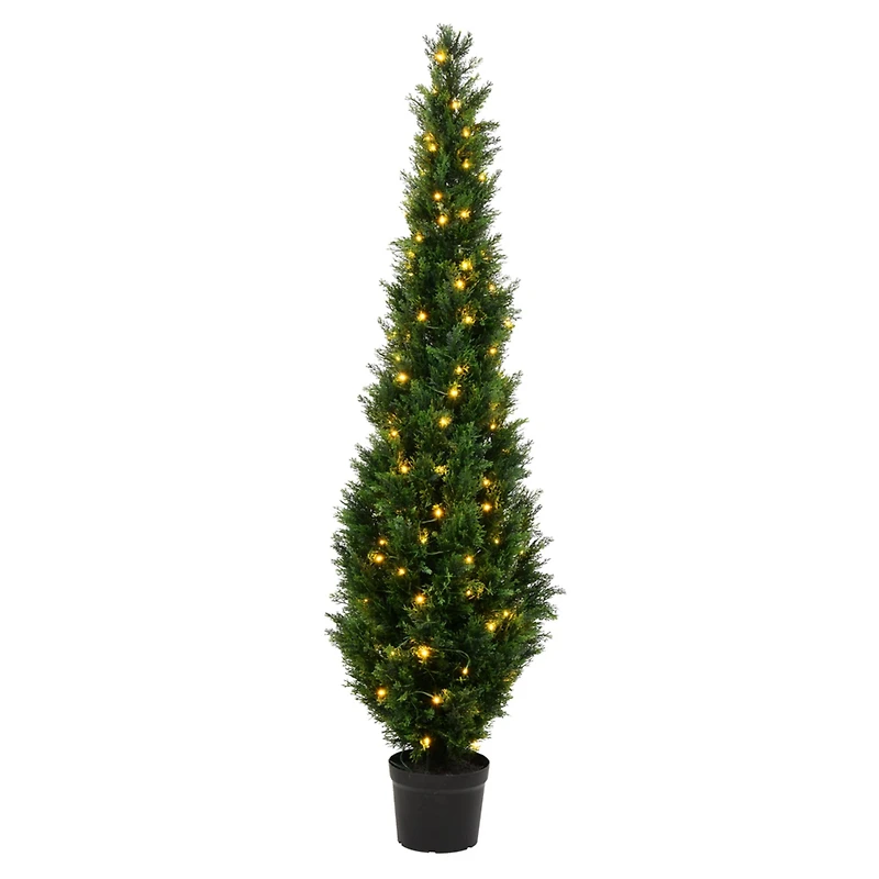 6ft. Pre-Lit Potted Cedar Tree