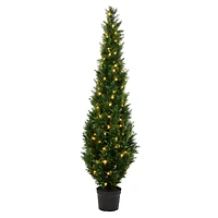 6ft. Pre-Lit Potted Cedar Tree