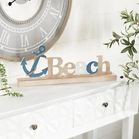 23" Brown Wood Coastal Beach Tabletop Sign