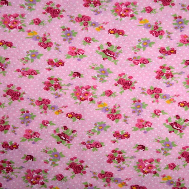 Feldman Pink Flowers & Dots Cotton Flannel