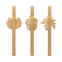 Glitzhome® 14" Fall Metal Acorn, Leaf & Pumpkin Wreath Hanger Set