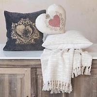 Hello Honey® 18" Navy & Gold Velvet Printed Sacred Heart Accent Pillow