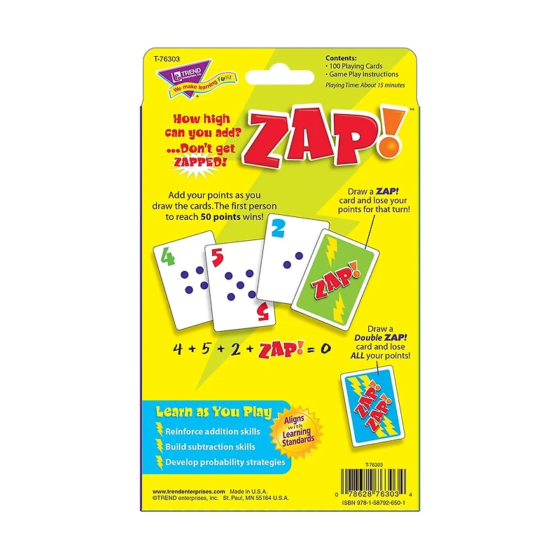 Trend Enterprises® Zap! Addition Card Game