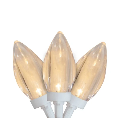 100ct. Warm White LED C9 Commercial Length Christmas String Lights with White Wire