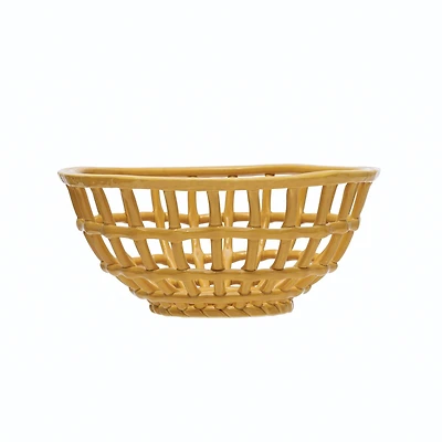 Hello Honey® 10" Handmade Reactive Glaze Stoneware Basket Bowl