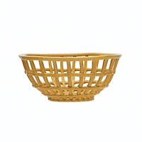 Hello Honey® 10" Handmade Reactive Glaze Stoneware Basket Bowl