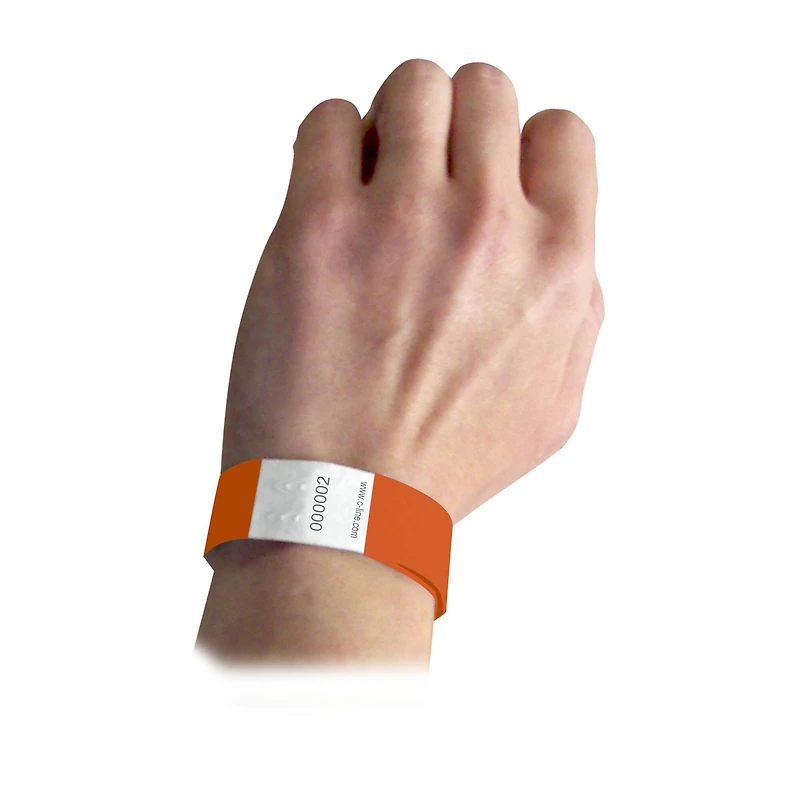 C-Line® DuPont™ Tyvek® Security Wristbands, Orange, 2 Packs of 100 each