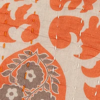 Hello Honey® 20" Orange Oval & Floral Accent Pillow