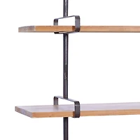 Brown 3-Tier Industrial Wood Wall Shelf
