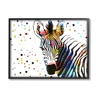 Stupell Industries Abstract Zebra Portrait Vibrant Modern Polka Dot Pattern Framed Wall Art