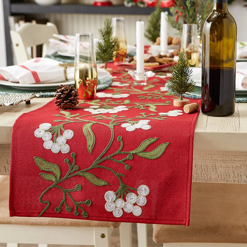 DII® 108" Mistletoe Embroidered Table Runner
