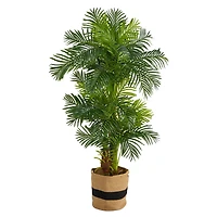 6ft. Hawaii Artificial Palm Tree in Handmade Natural Cotton Planter