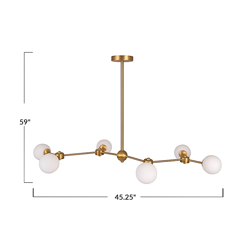 Hello Honey® 63.5" Brushed Gold Sputnik Opal Glass Chandelier