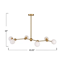Hello Honey® 63.5" Brushed Gold Sputnik Opal Glass Chandelier
